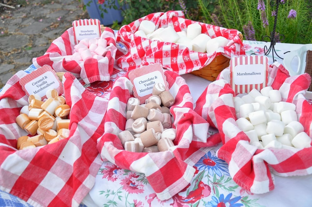 baskets of s'mores marshmallows