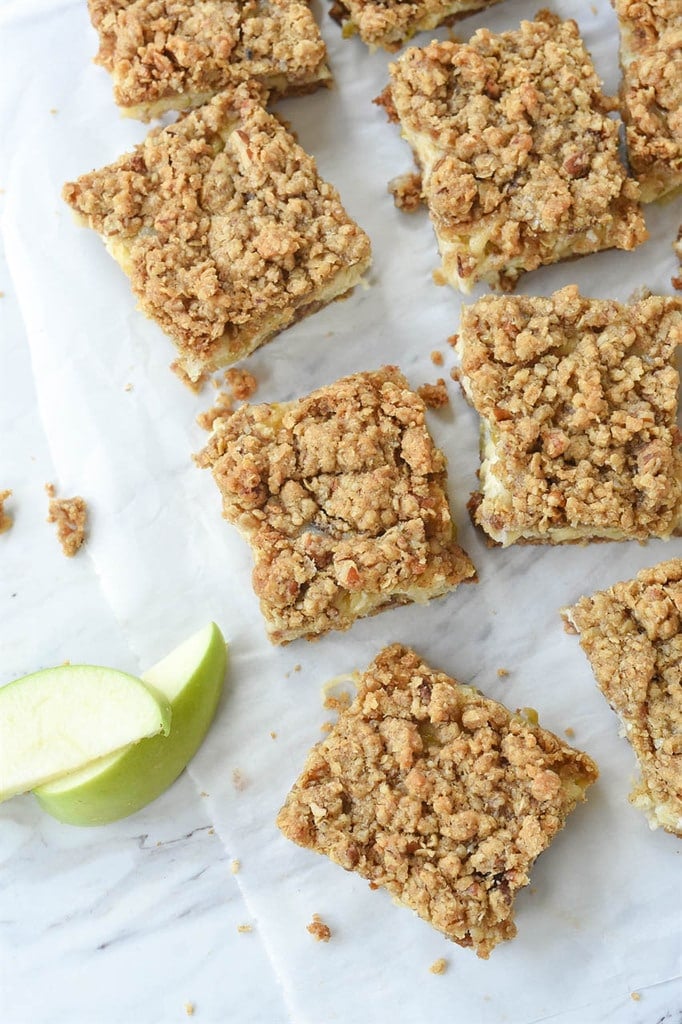 Apple Bar squares on parchment paper