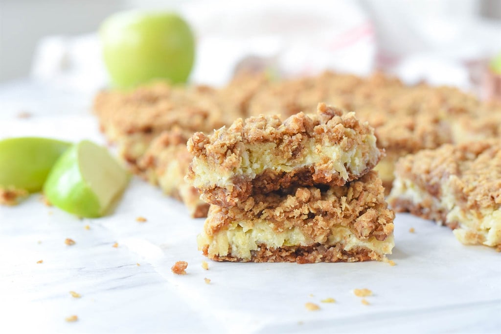 Sour Cream Apple Bar with a bit taken out of it