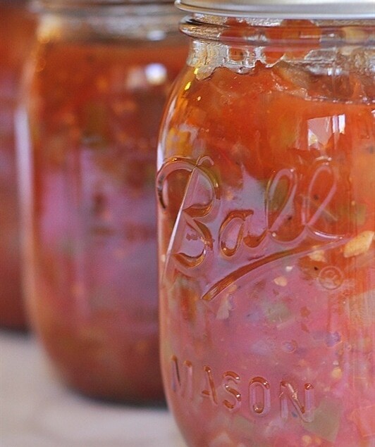 jars of canned salsa