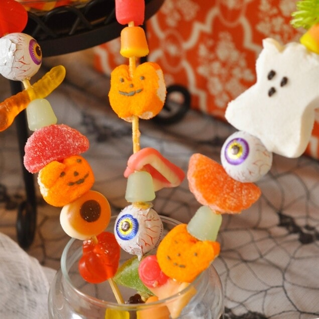 candy skewers in a jar