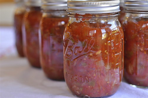 jars of canned salsa