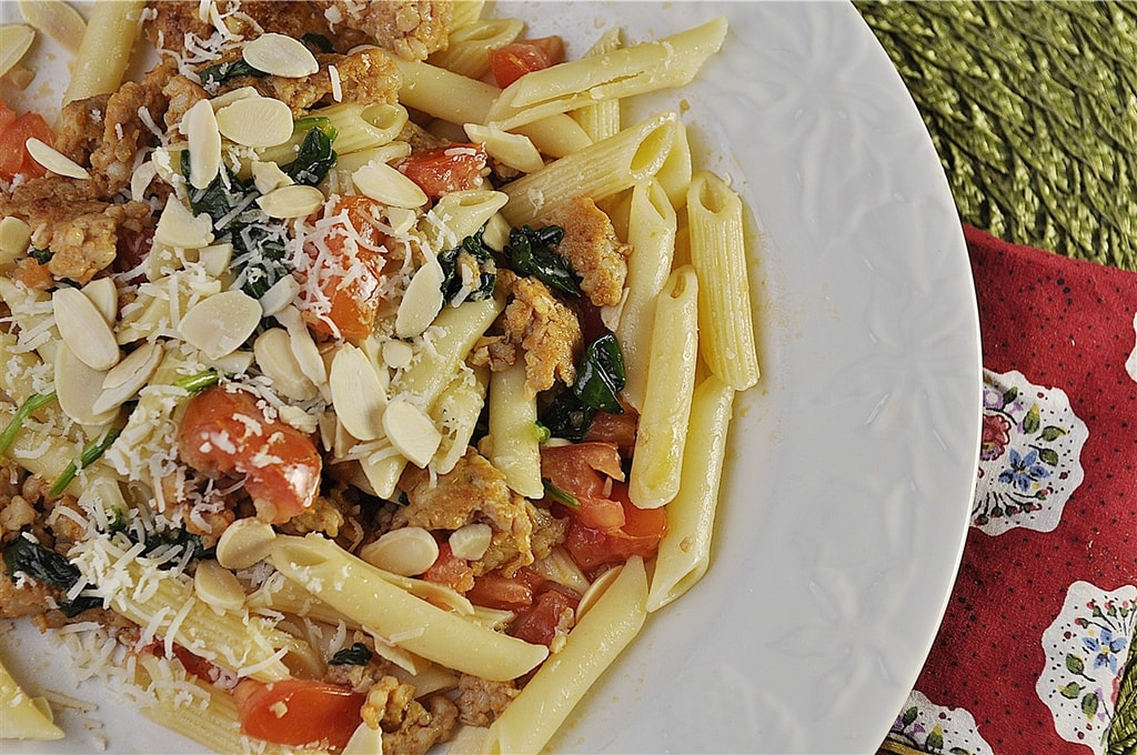penne with sausage and spinach penne skillet
