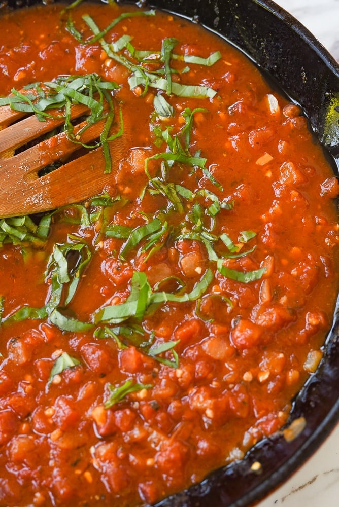 pan of spaghetti sauce
