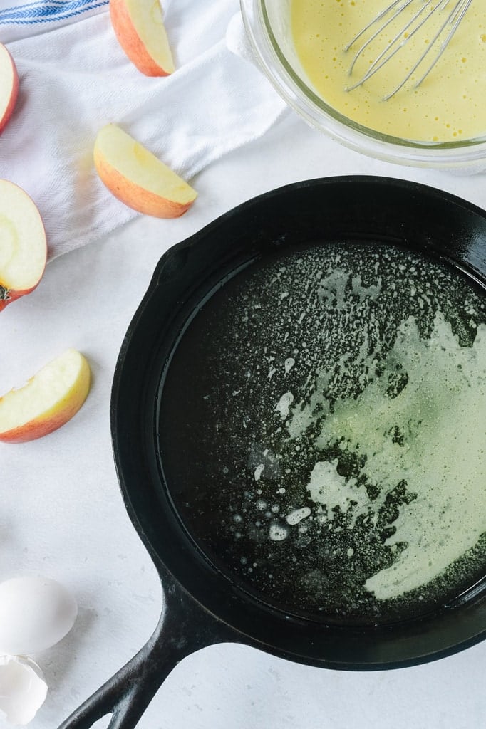 butter in a cast iron pan.