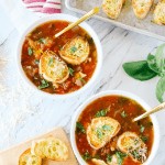 chicken parm soup in two bowls