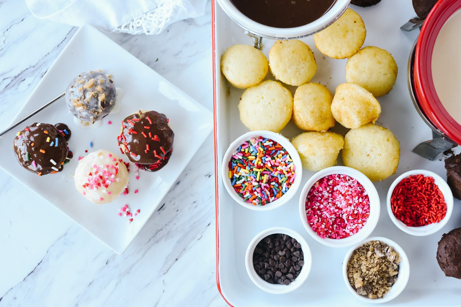 cupcake fondue on a snack board