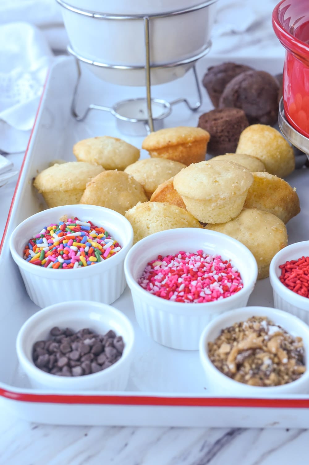 cupcake fondue with toppings