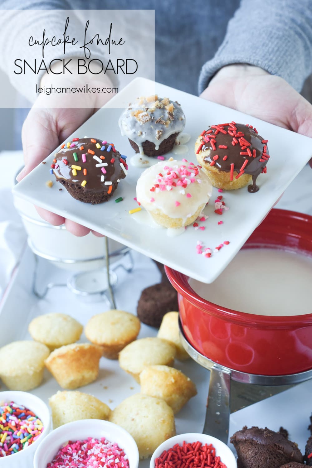 cupcake fondue on a plate