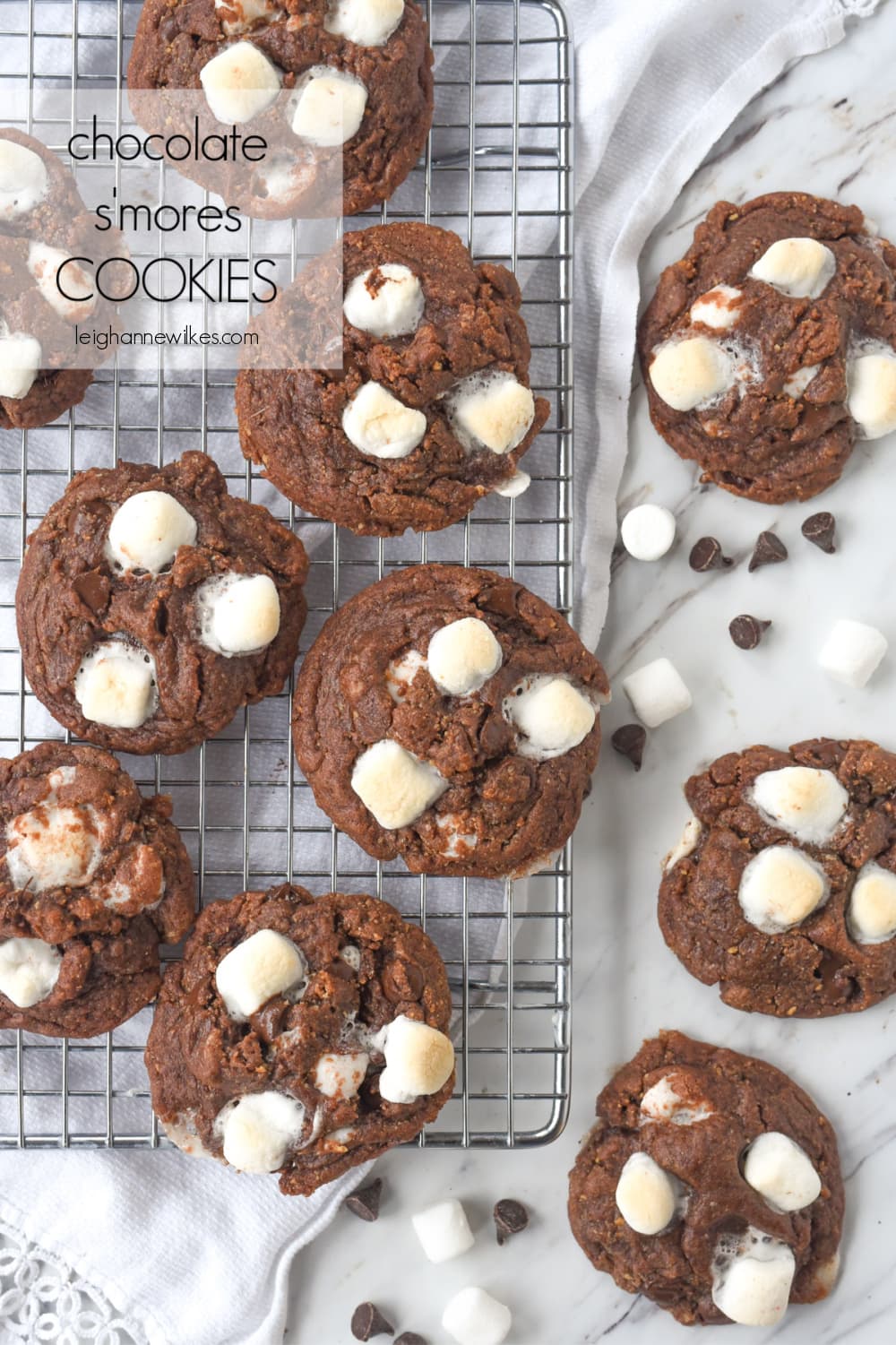 chocolate cookies on a cooling rack