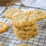 stack of salted white chocolate cookies