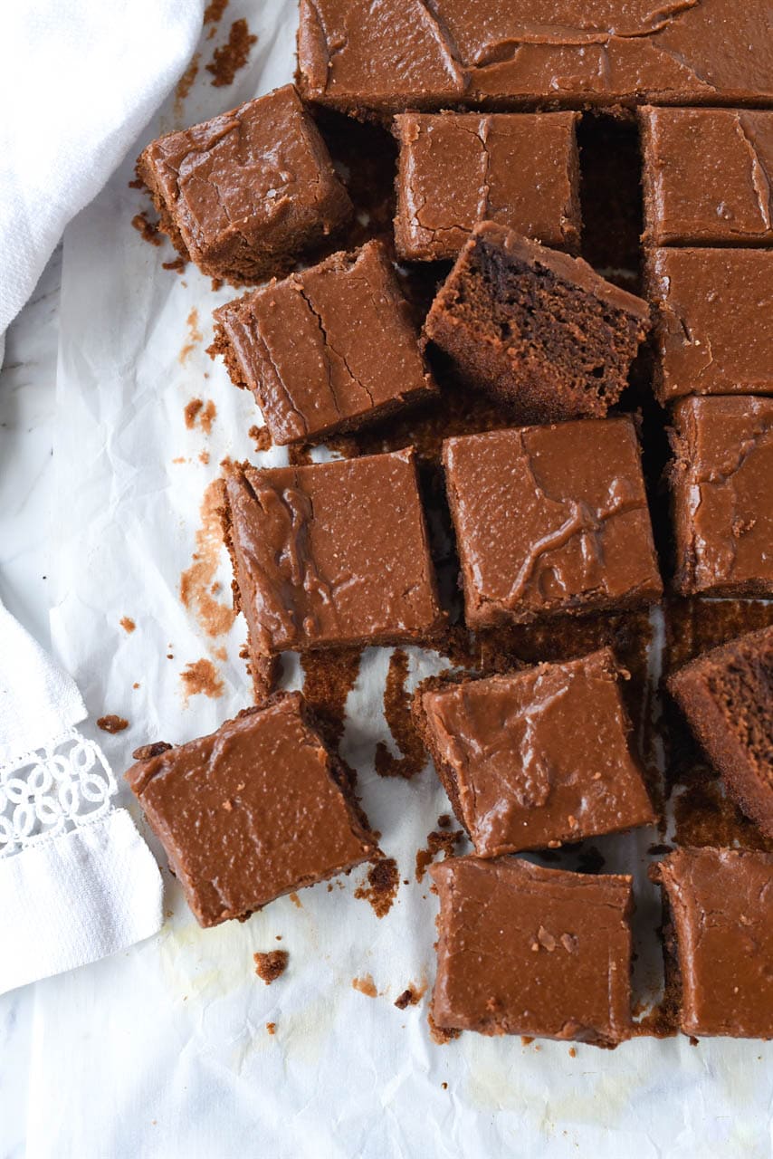 overhead shot of brownies