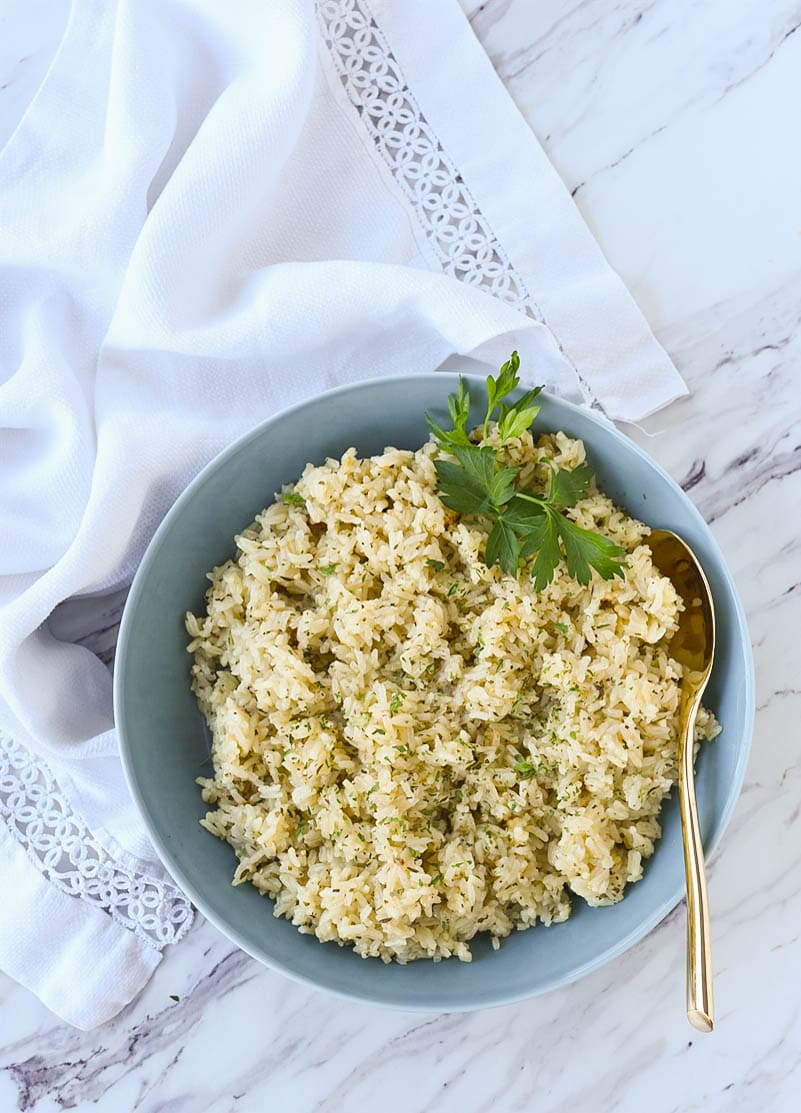 overhead shot of herb rice