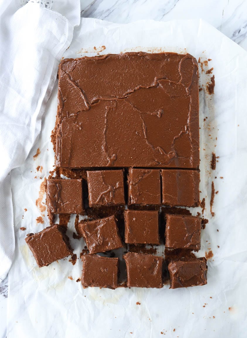 hershey syrup brownies cut into pieces