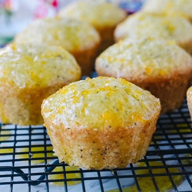 Almond Poppyseed Muffins with Orange Glaze