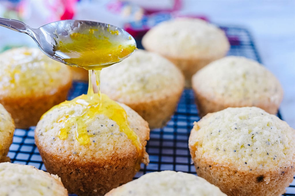 Glazing Poppy seed muffins