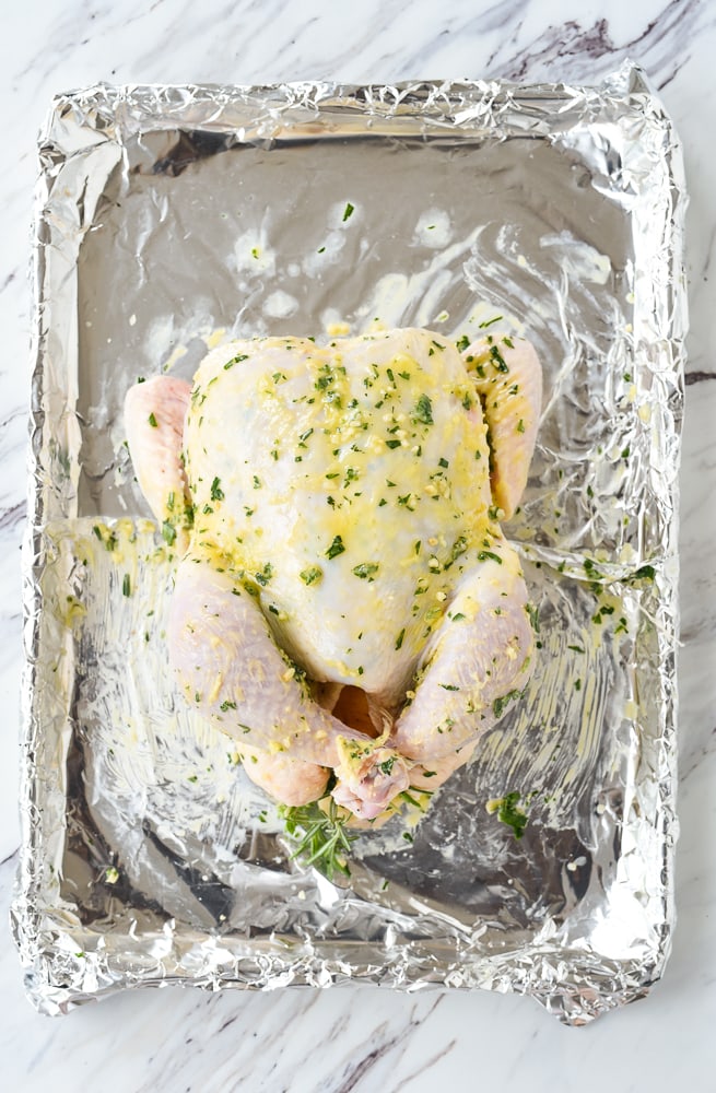 whole chicken ready for the oven