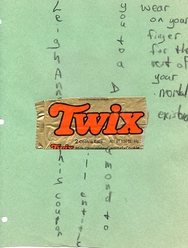 twix wrapper love note