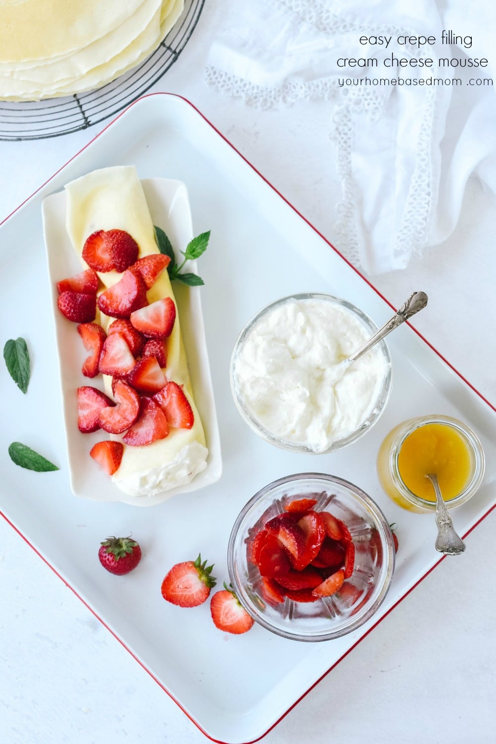 crepe filling and strawberries