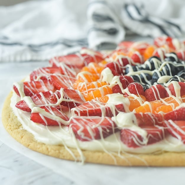 side view of fruit tart