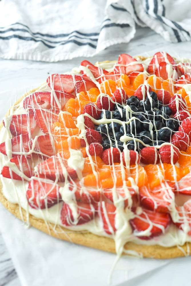 Fruit pizza with strawberries