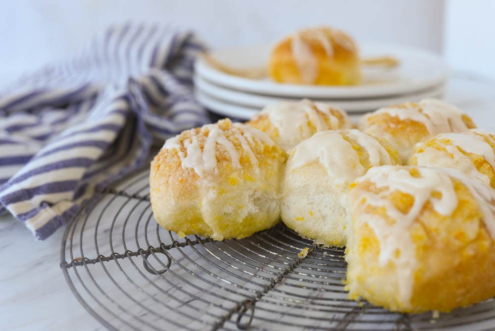 orange sweet rolls with glaze