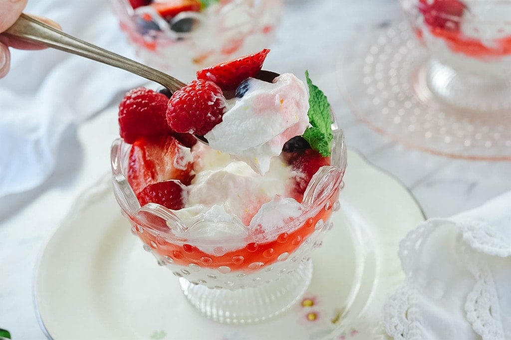 Spoonful of berries and cream