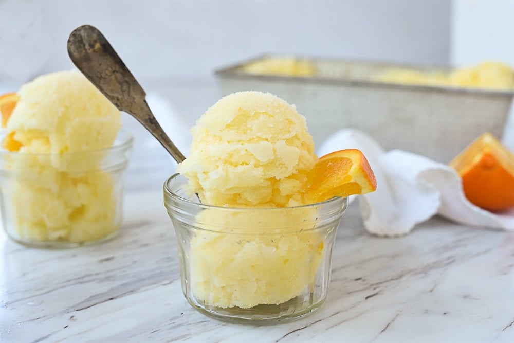 orange ice with a spoon