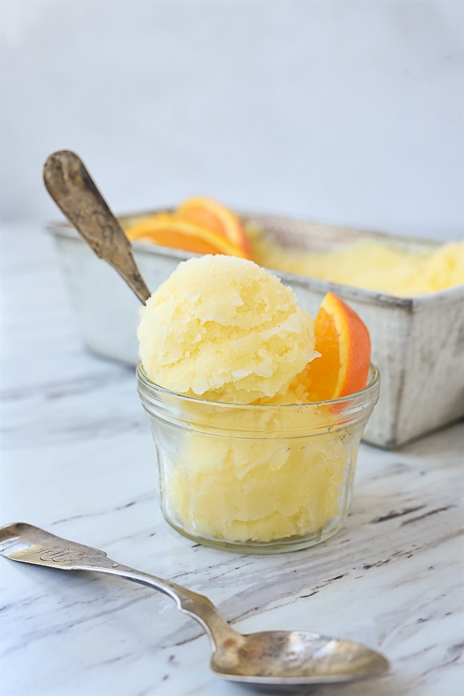 bowl of orange ice