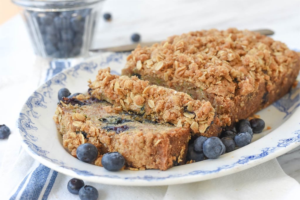 Sliced of blueberry zucchini bread