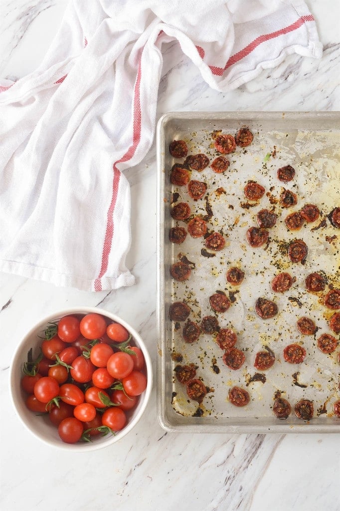 pan of roasted tomatoes