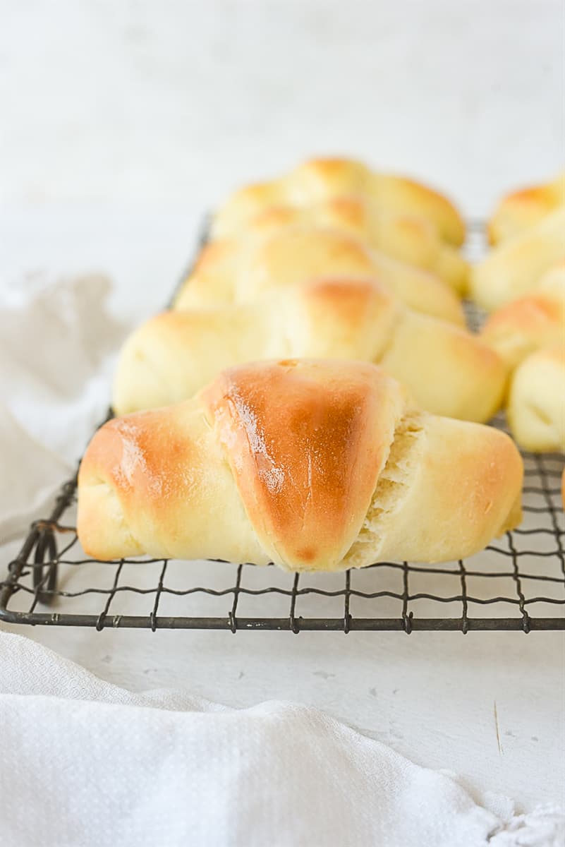 crescent rolls on a cooling rack