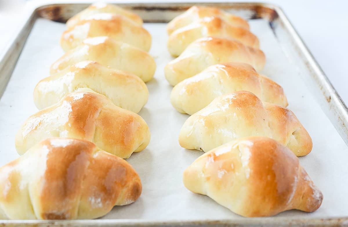 homemade crescent rolls in a baking sheet