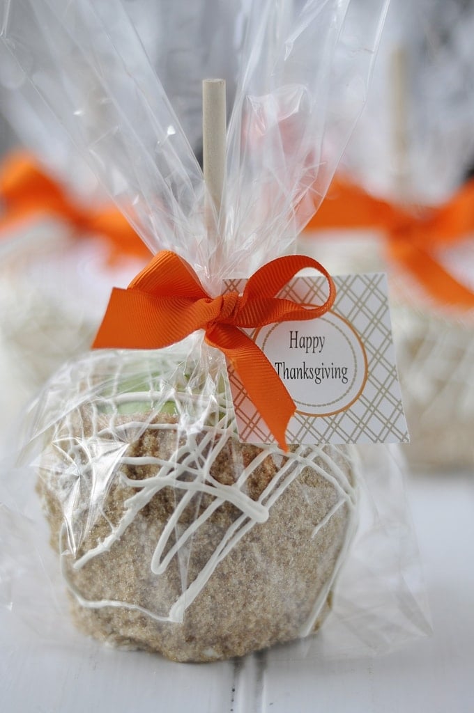 Caramel Apples wrapped in cellophane