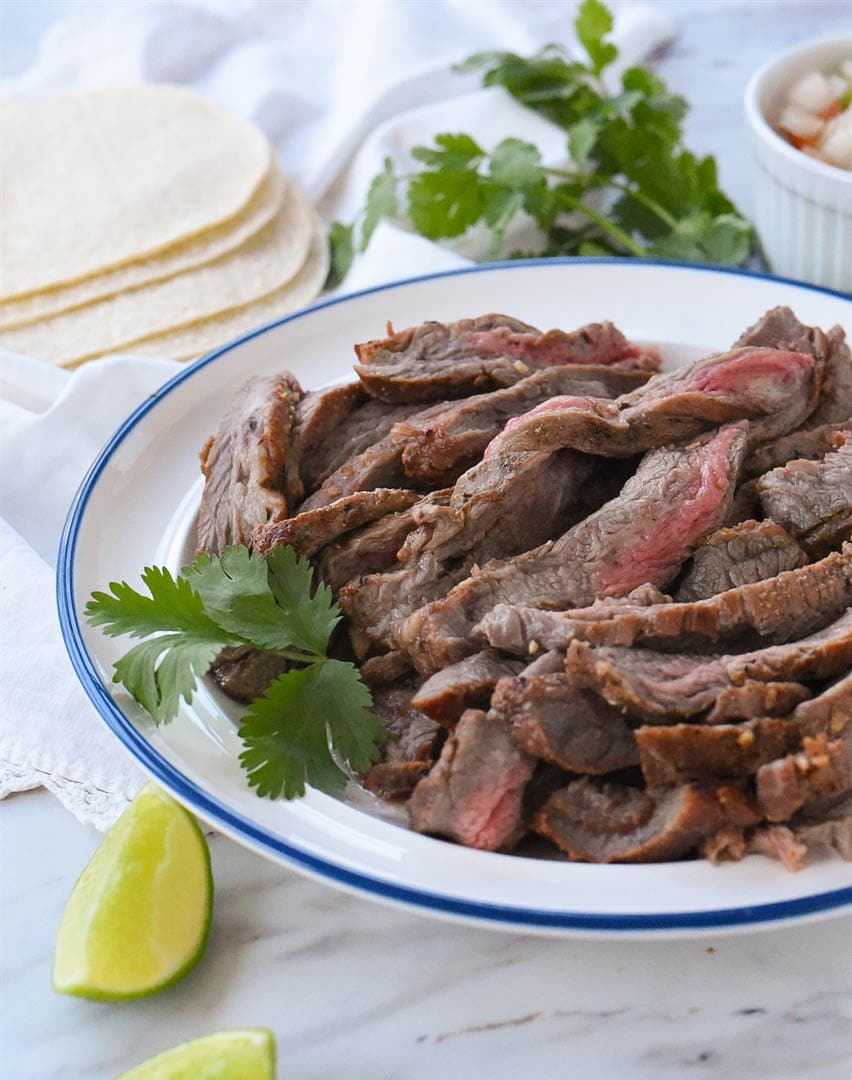 carne asada meat on a plate