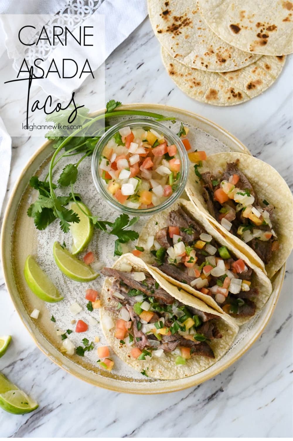 carne asada tacos on a plate