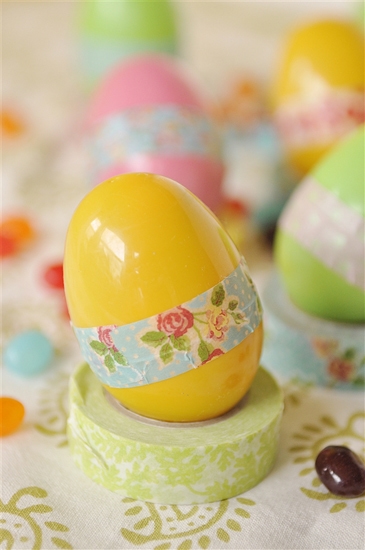 plastic yellow egg with washi tape