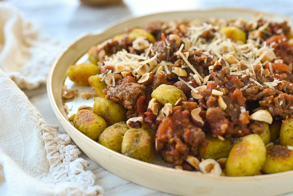 plate of sausage gnocchi