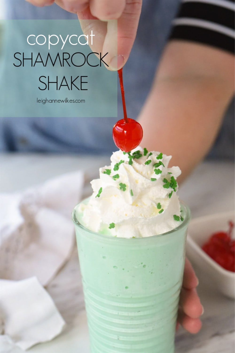 cherry on top of a shamrock shake