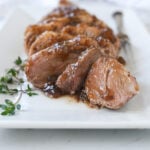 slices of fig glazed pork tenderloin