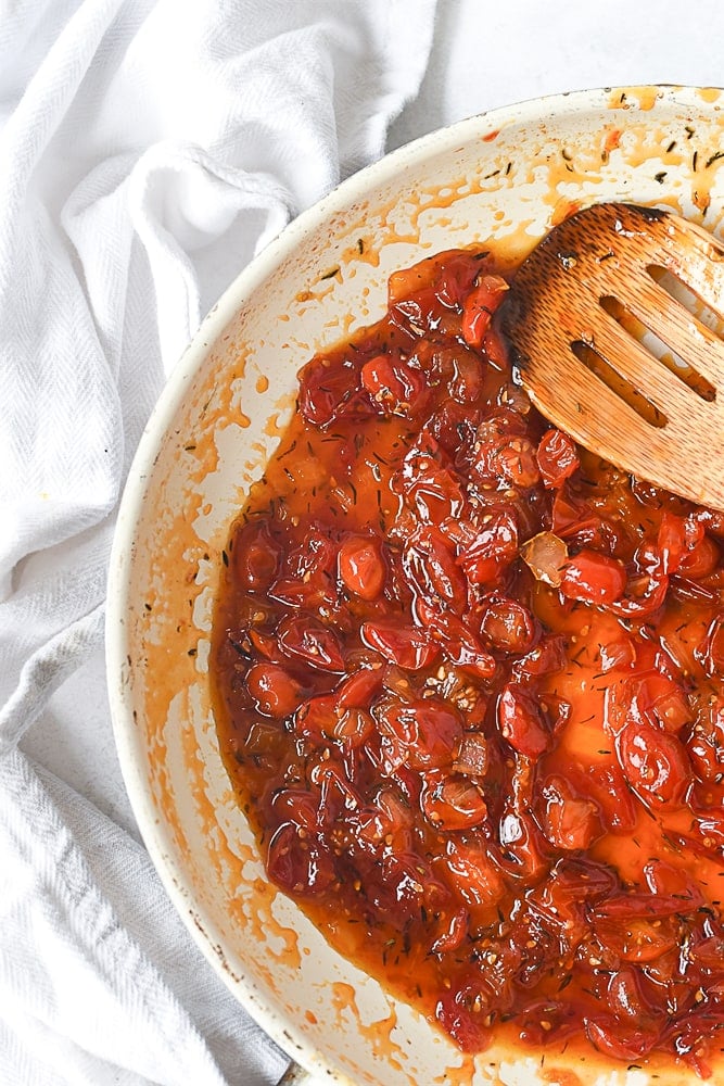 tomato relish in pan