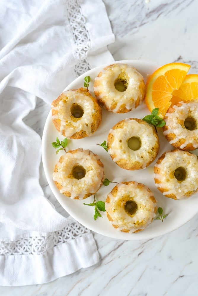 overhead shot of orange poppy seed cake