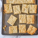 overhead shot of squares of blondies