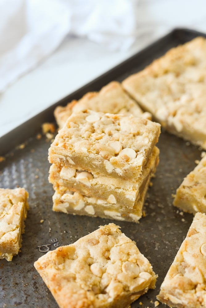 overhead shot of stack of blondies