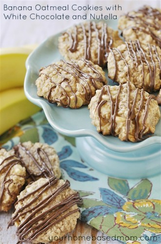 Banana Oatmeal Cookies with White Chocolate and Nutella