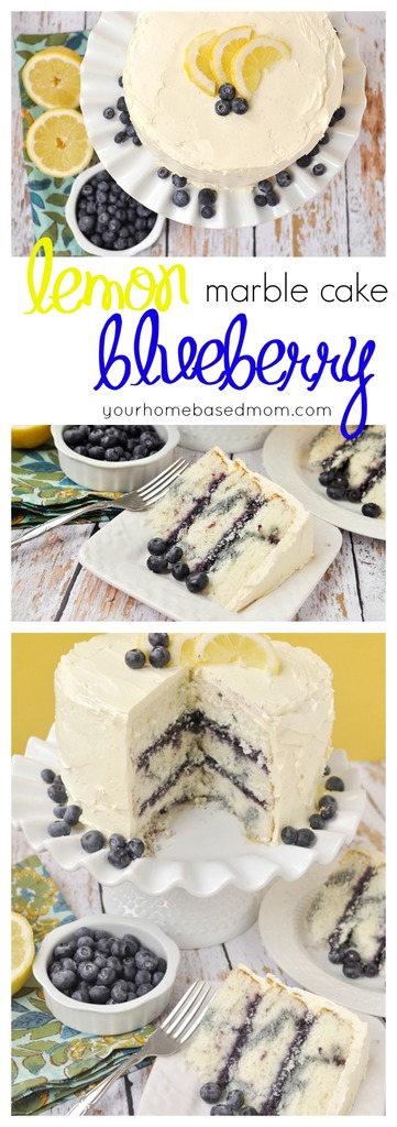 Lemon Blueberry Marble Cake is pretty and delicious! Sure to impress your guests.