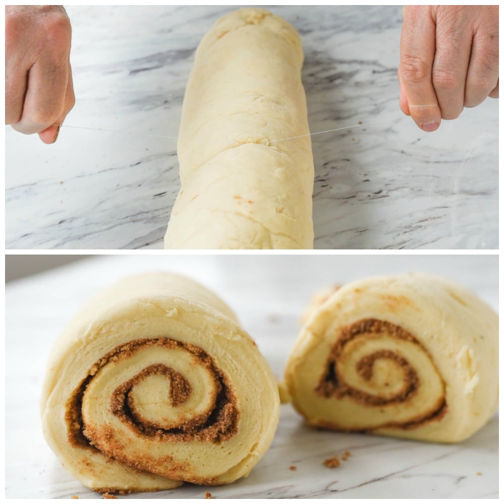 how to cut cinnamon rolls