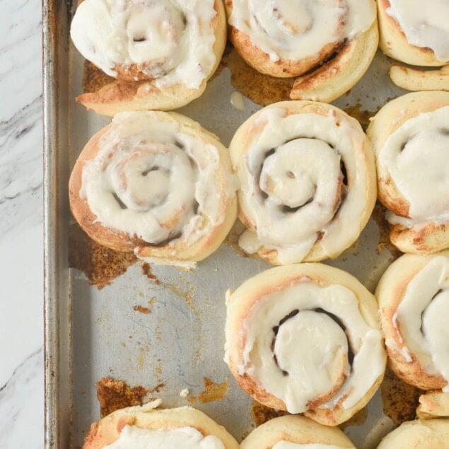 overhead shot of cinnamon rolls