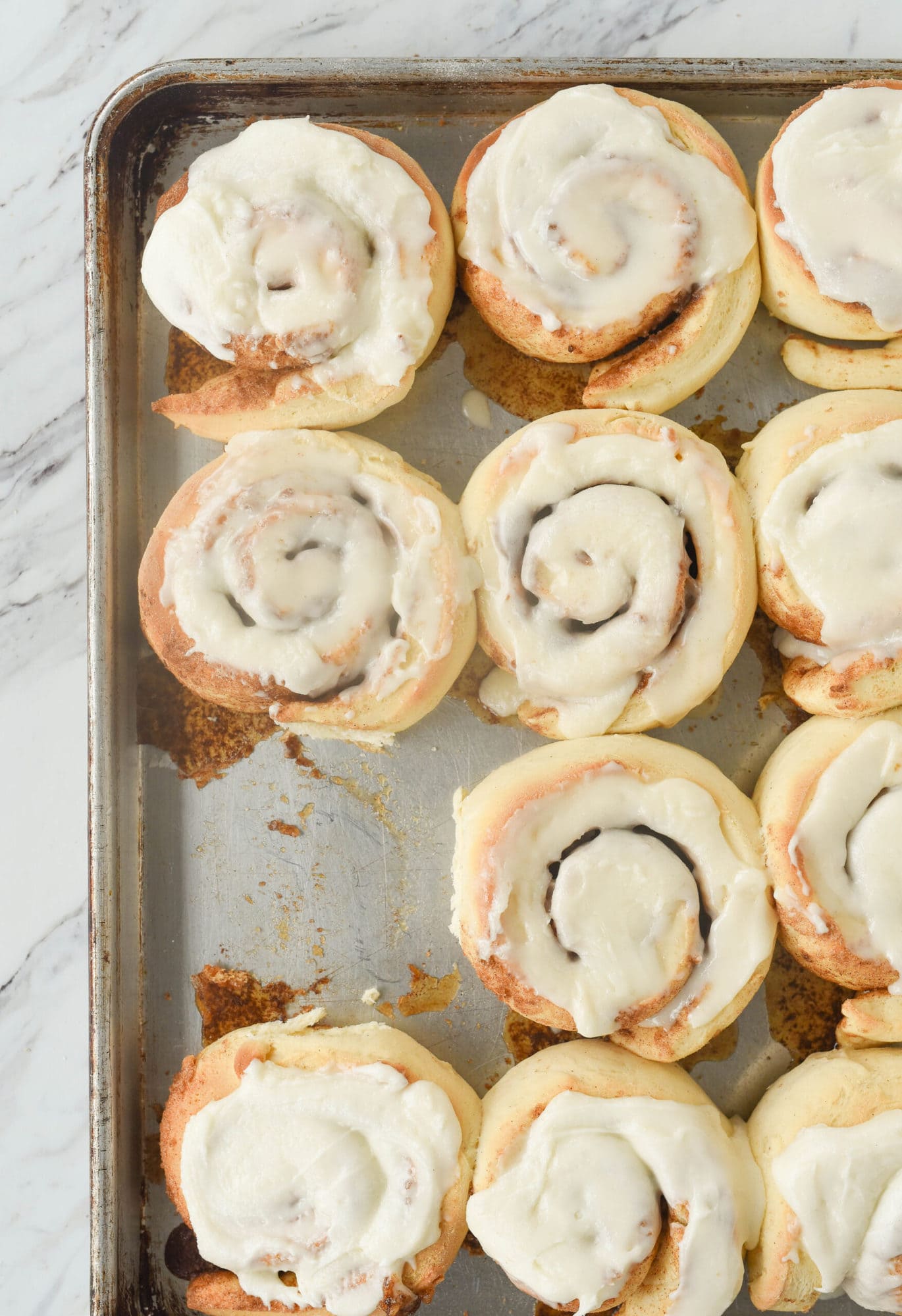 overhead shot of cinnamon rolls