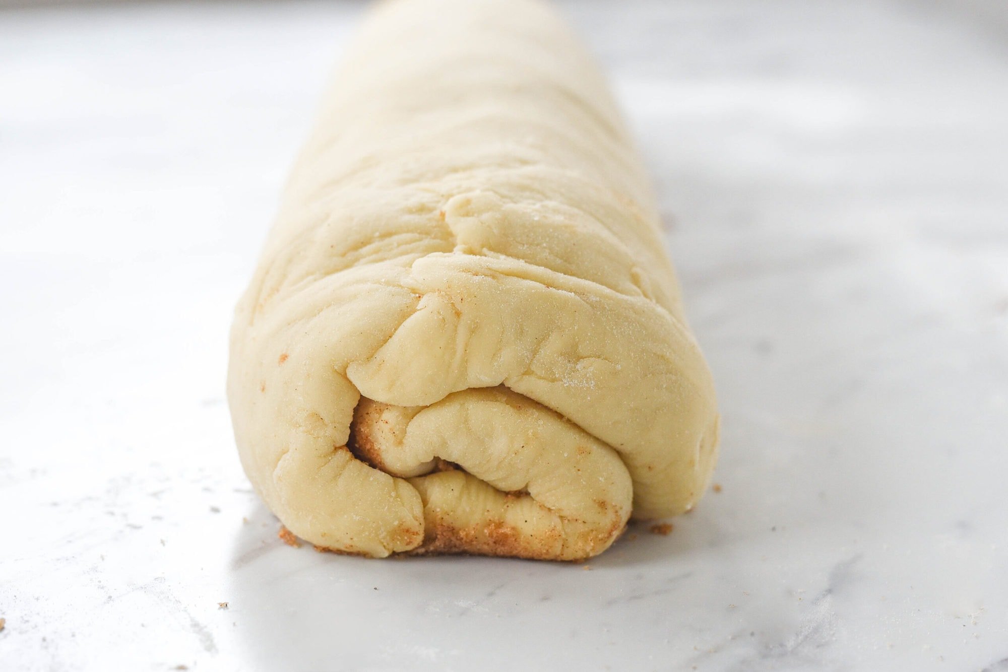 cinnamon roll dough rolled up